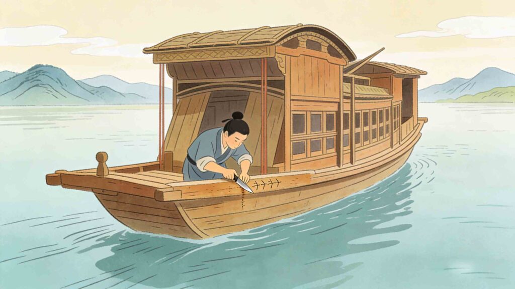 Learn Chinese Idioms Online - Mengxue Story 'Carving a Mark on the Boat to Find the Sword'