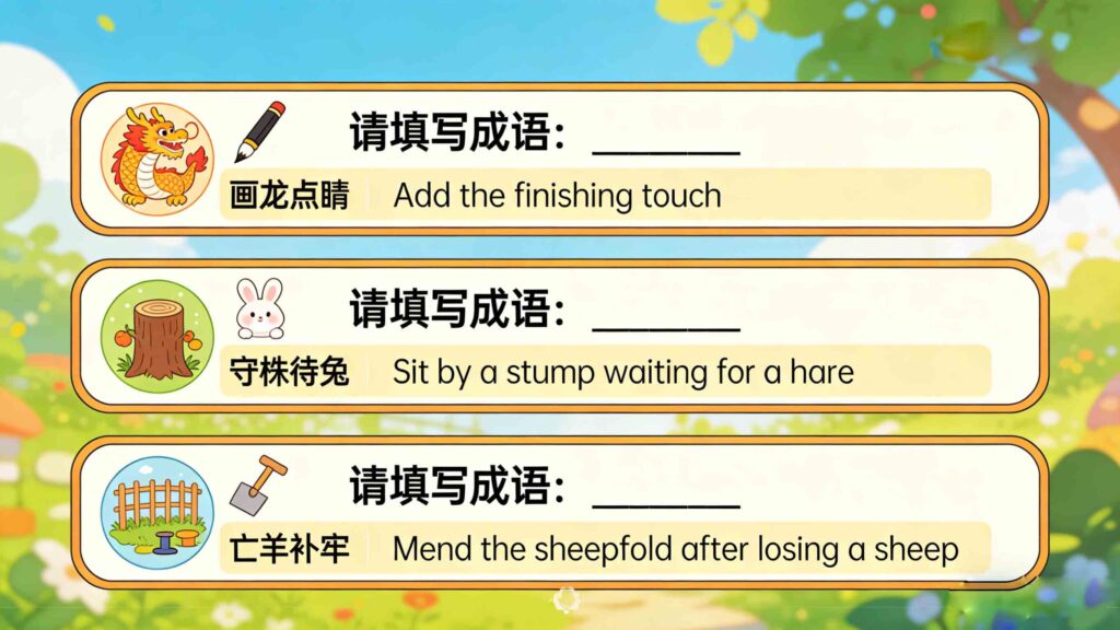 chinese idioms to english practice exercise