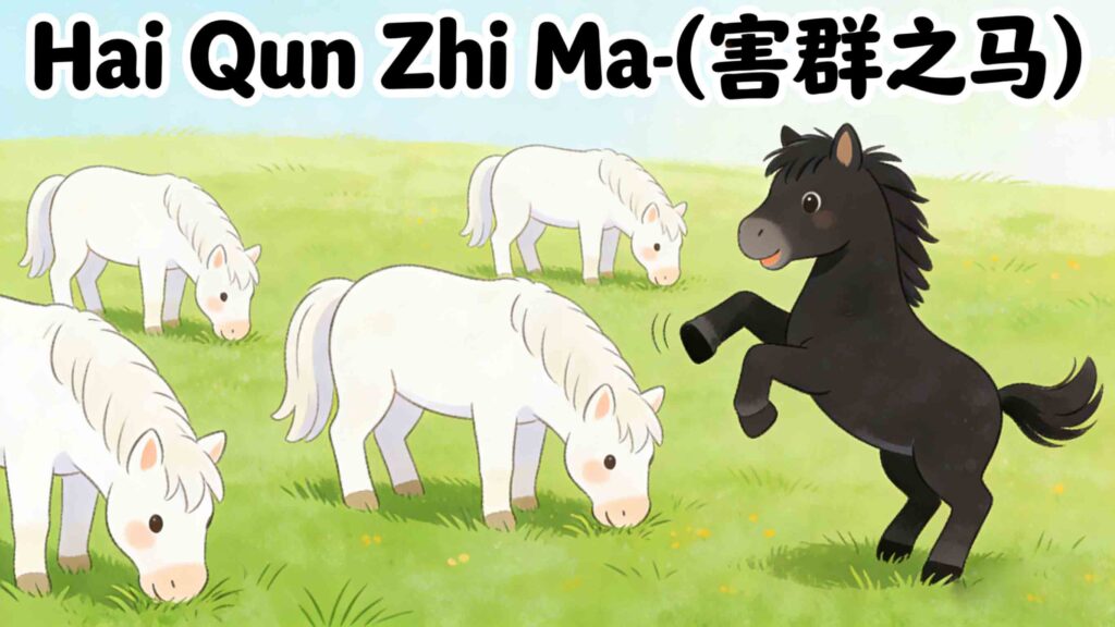 Hai Qun Zhi Ma common Chinese idiom for kids story illustration