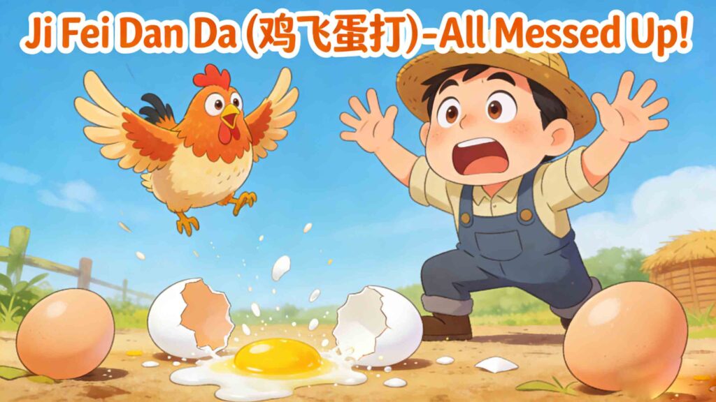 Ji Fei Dan Da common Chinese idiom for kids story illustration