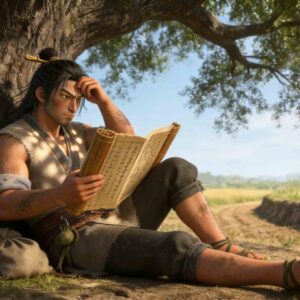 Chang Lin Studies with a Classic in Hand - Chinese Mengxue Idiom Story Illustration