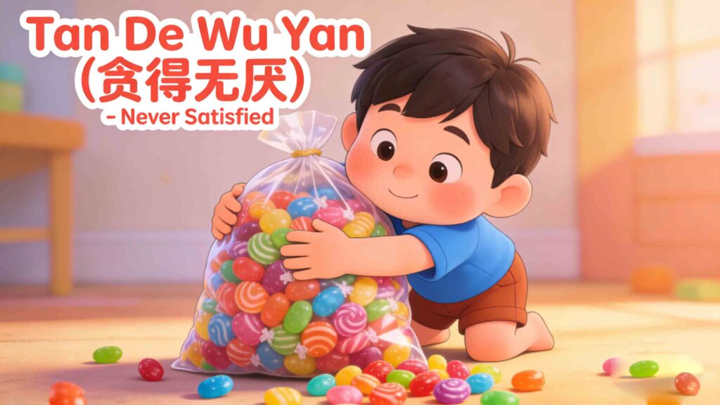Tan De Wu Yan common Chinese idiom for kids illustration