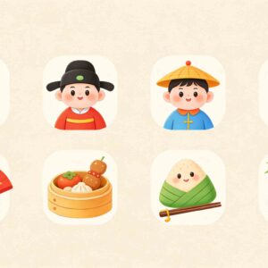 Colorful cartoon cover of 10 Simple Chinese Idioms for Kids PDF, featuring cute characters and playful design.