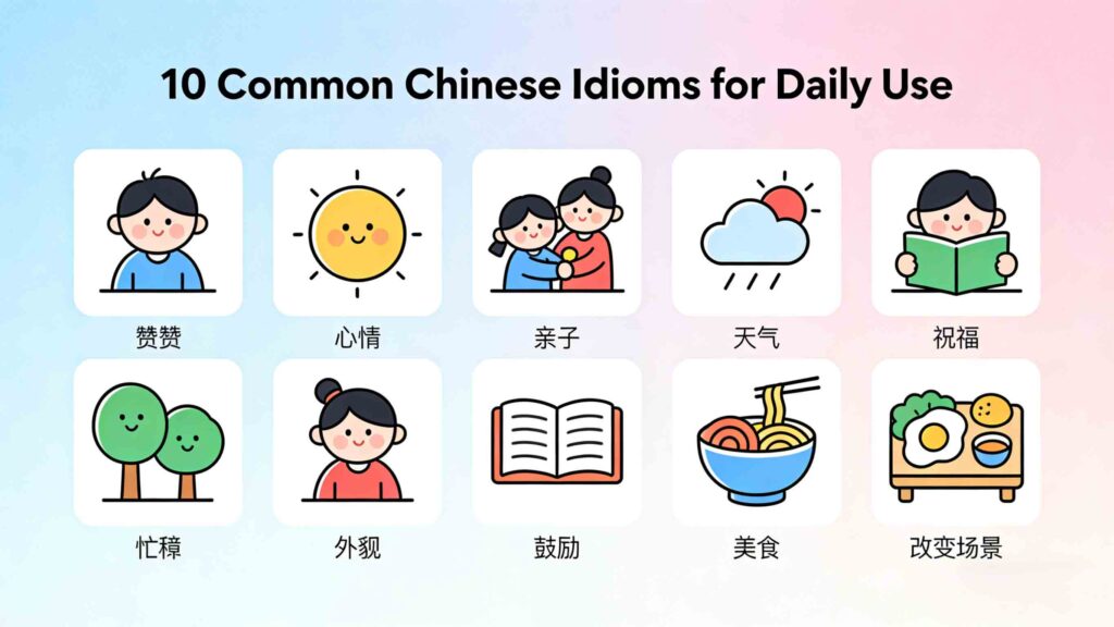 10 daily scenarios for common Chinese idioms with memory hacks