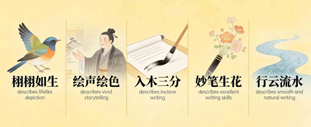 Chinese idioms for writing, descriptive prose with vivid imagery