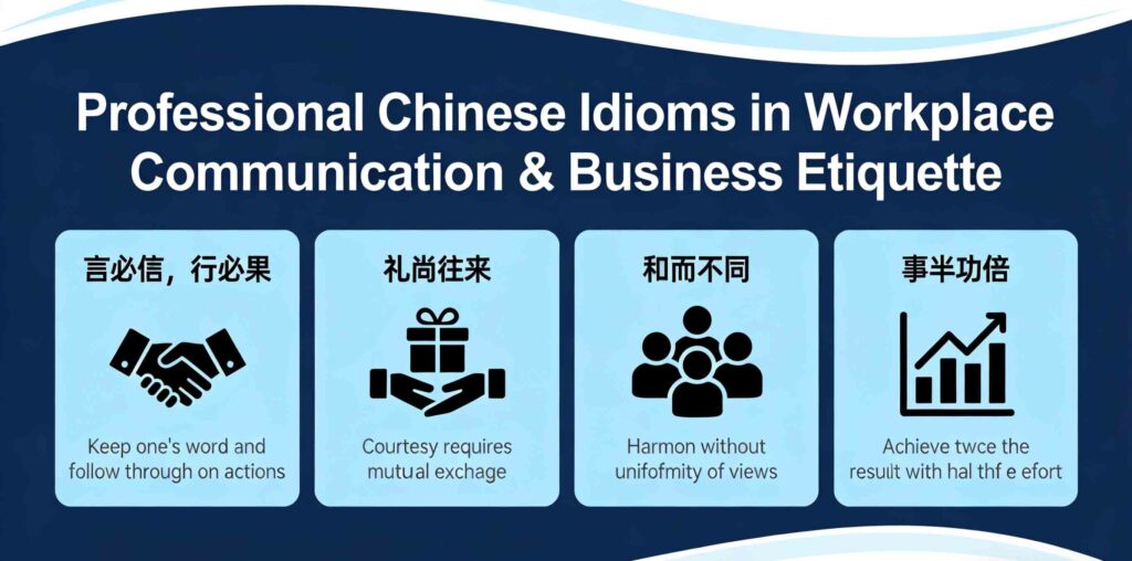 Professional Chinese idioms in workplace communication, business etiquette