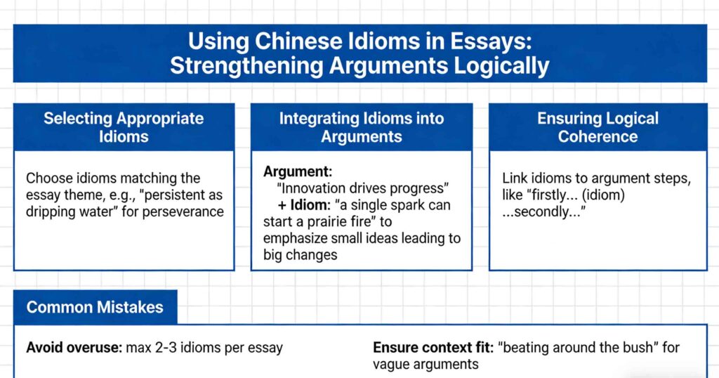 Chinese idioms in essays, strong and logical arguments