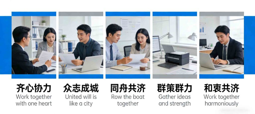 Chinese idioms for teamwork and collaboration in the office