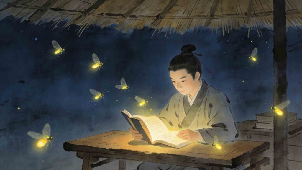 Che Yin catching fireflies for his study lamp – Traditional Chinese idiom story