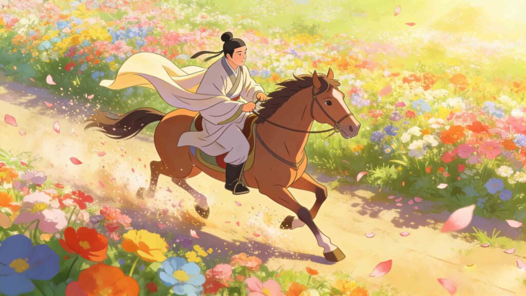 Chinese idioms in English illustrated story of Zou Ma Guan Hua