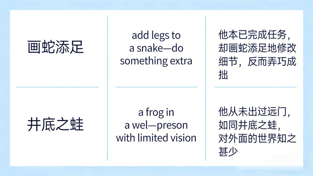 Chinese idioms in English list with meanings and examples