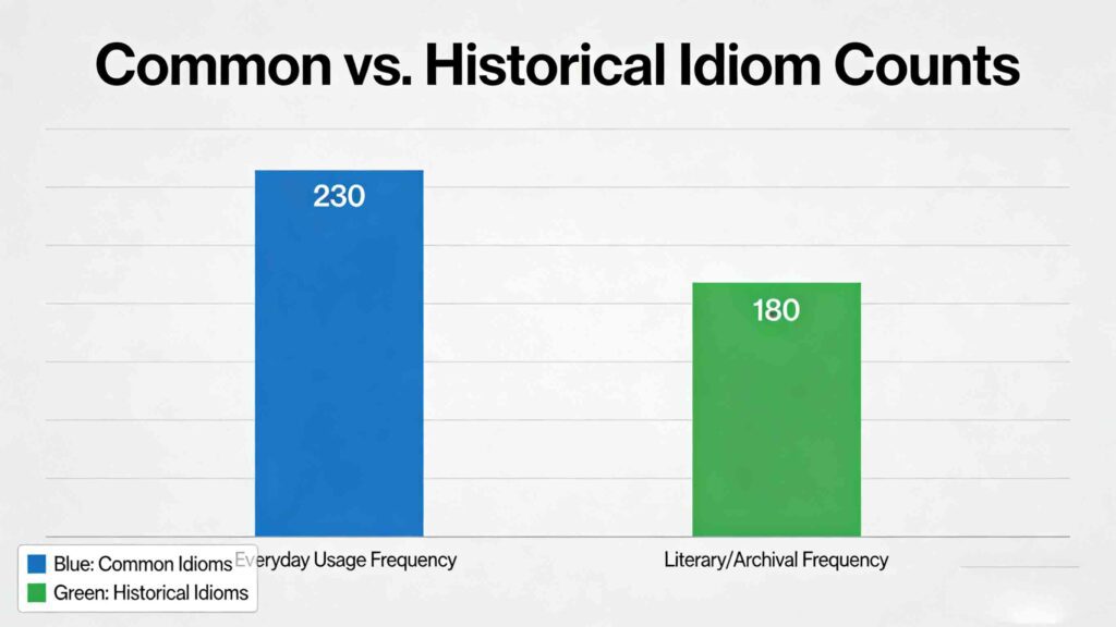 How many Chinese idioms are there - infographic comparing common vs. historical chengyu counts