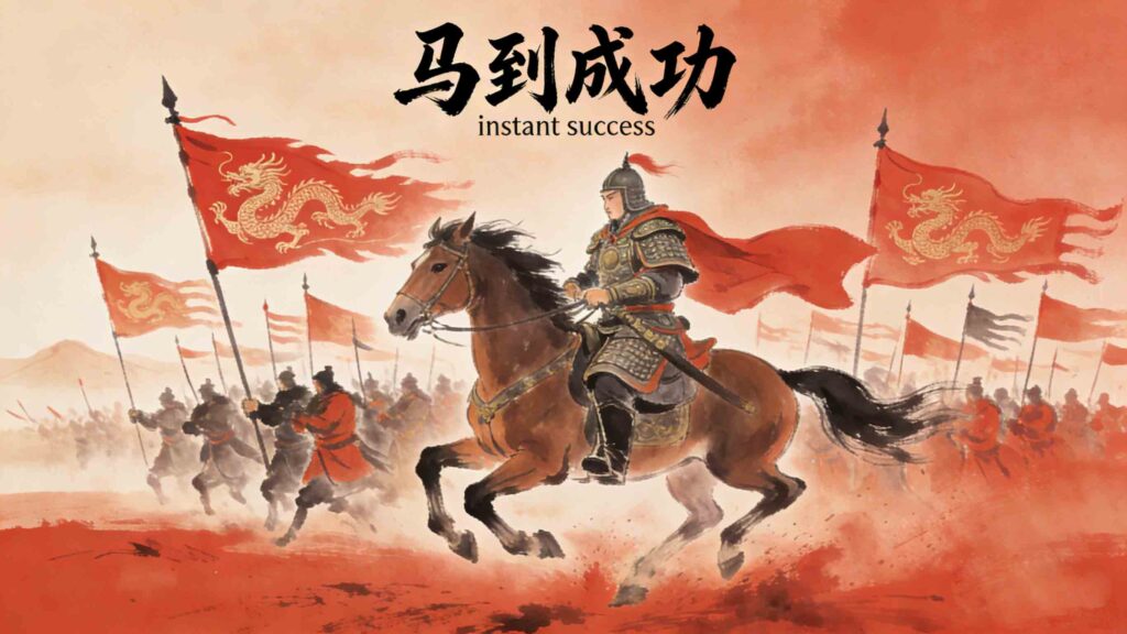 Ma Dao Cheng Gong idiom illustration – instant success chengyu