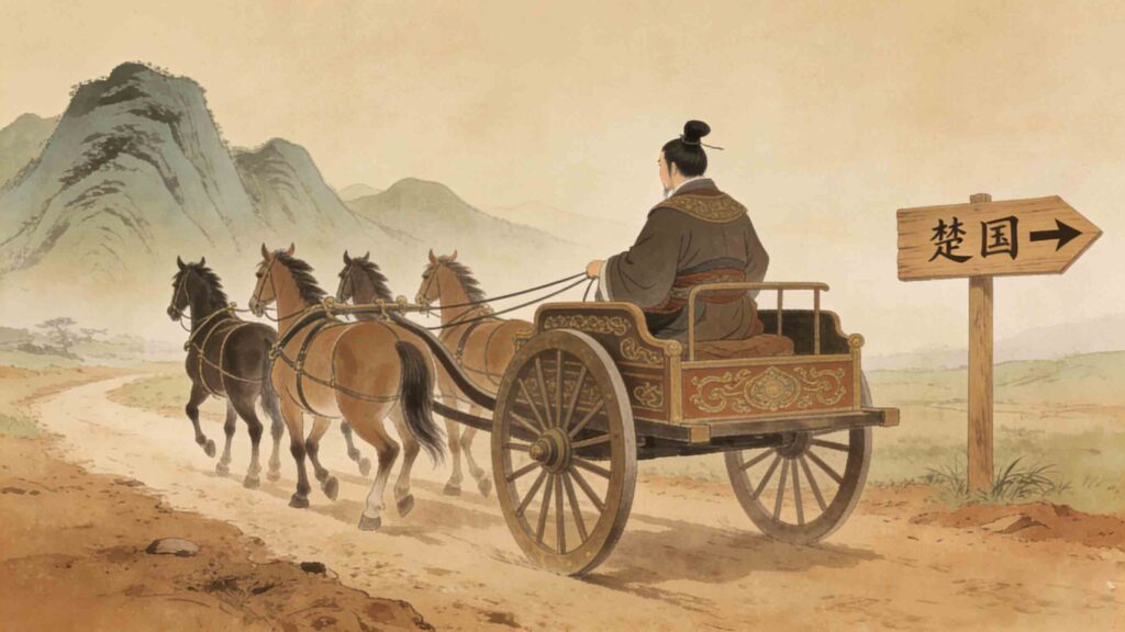 Illustration of the Chinese idiom "南辕北辙" – answering where does this idiom come from