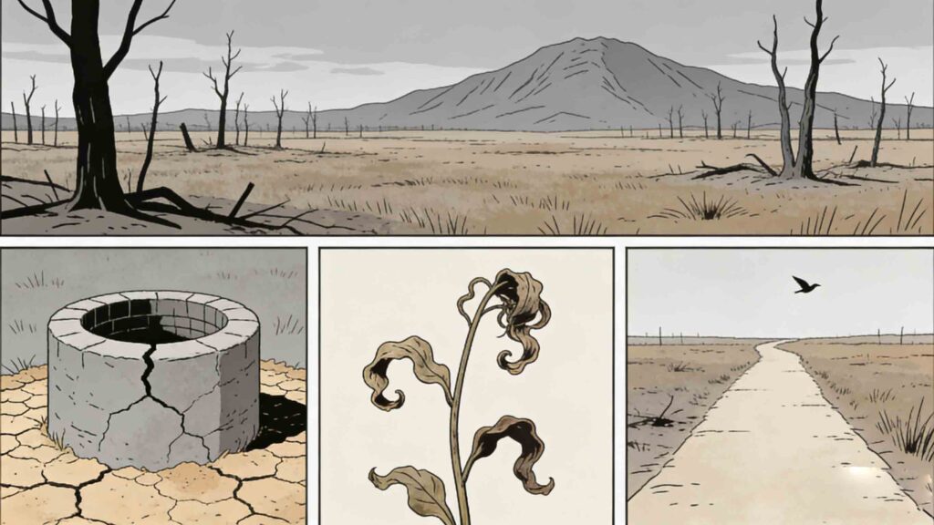 Horizontal 4-panel comic of Yi Mu Liao Ran, showing a clear vs messy desk scene