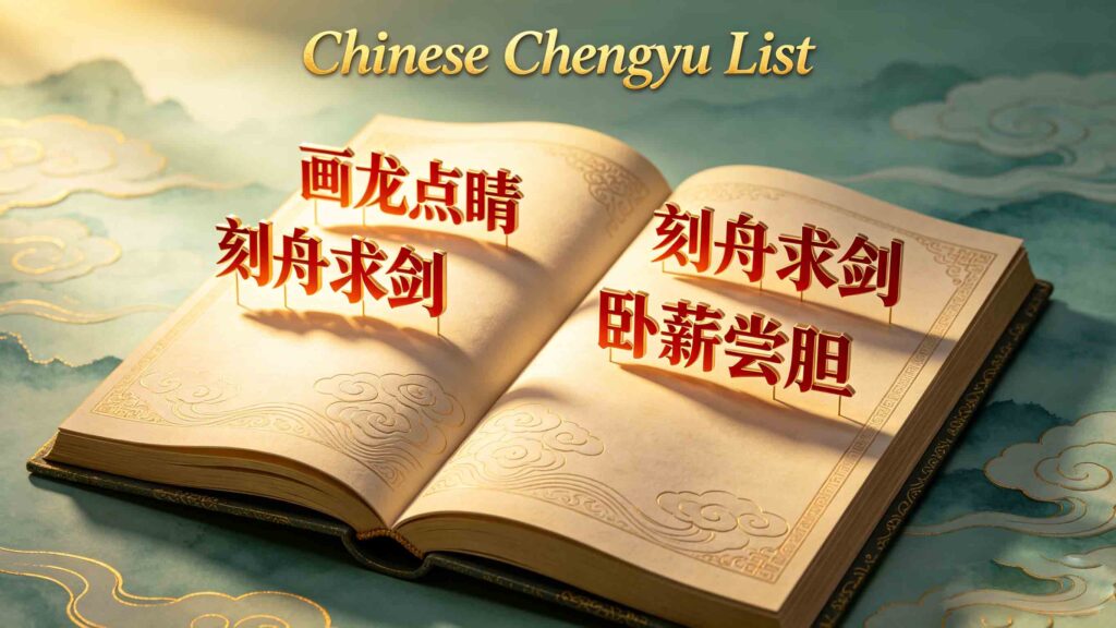 8 categories chinese chengyu list 3d render for beginners