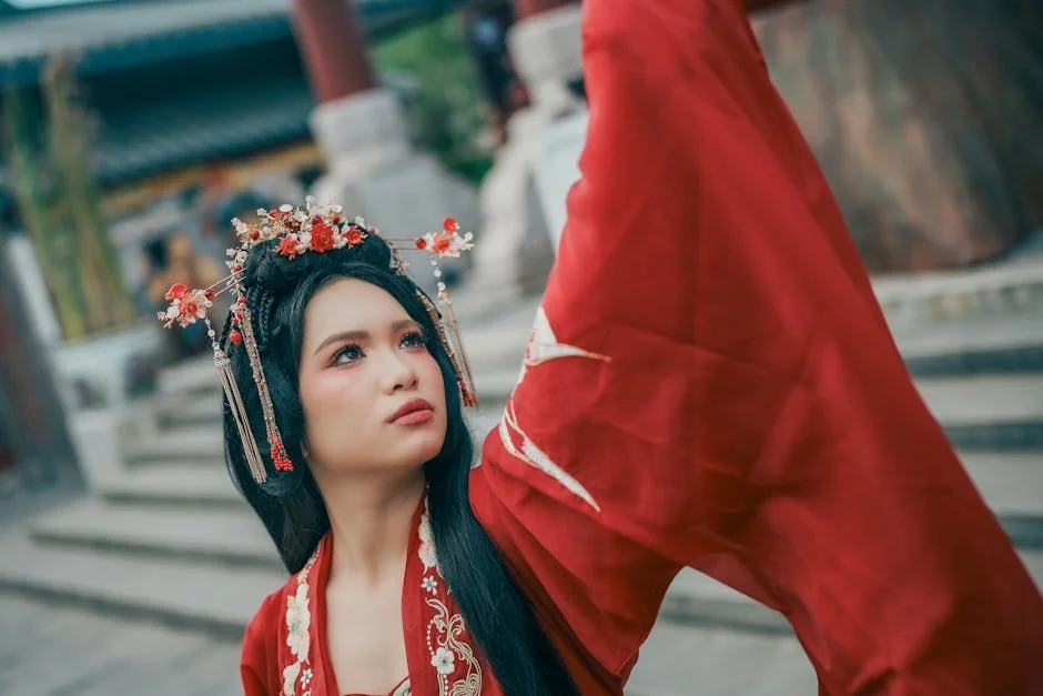 Ancient Chinese beauty idioms illustrated with traditional portraits