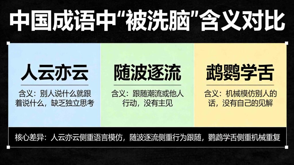 Differences between Chinese idioms that mean brainwashed