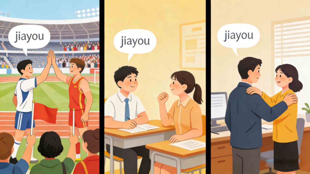 what does jiayou literally mean - daily usage examples in Chinese